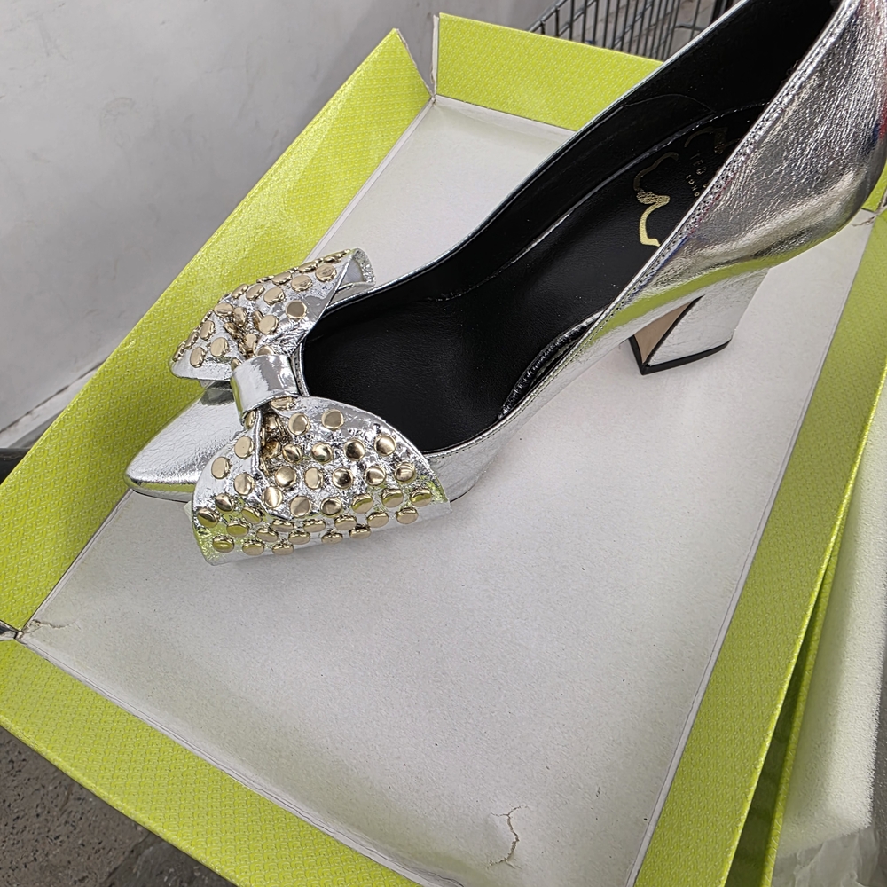 Ted Baker Silver Heels with Embellished Bow